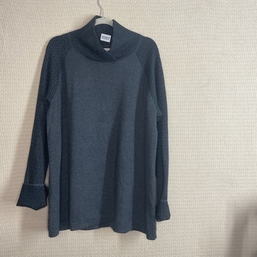Akini Grey/Black Knit Collored Sweater Tunic Women 2X China Cotton/Polyester‎